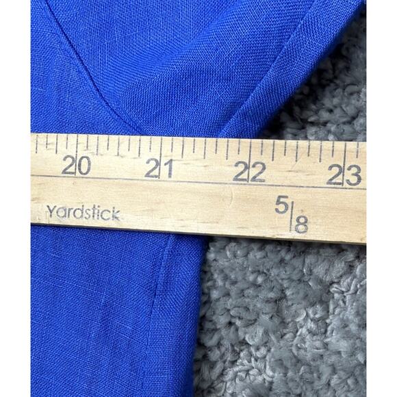 MASSIMO DUTTI Flowy 100% Linen Solid Blue Button Up Shirt Casual Formal Career M - Picture 4 of 7